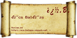 Ács Balázs névjegykártya
